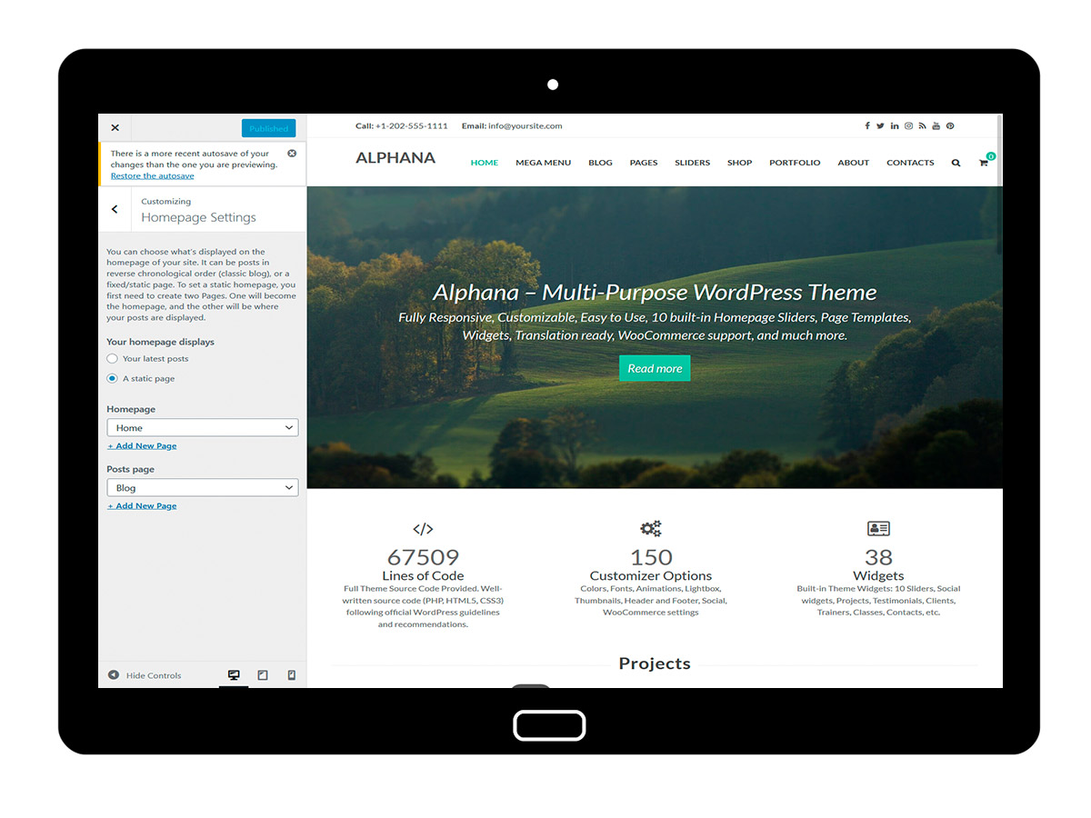 Alphana: Customizing Homepage Settings